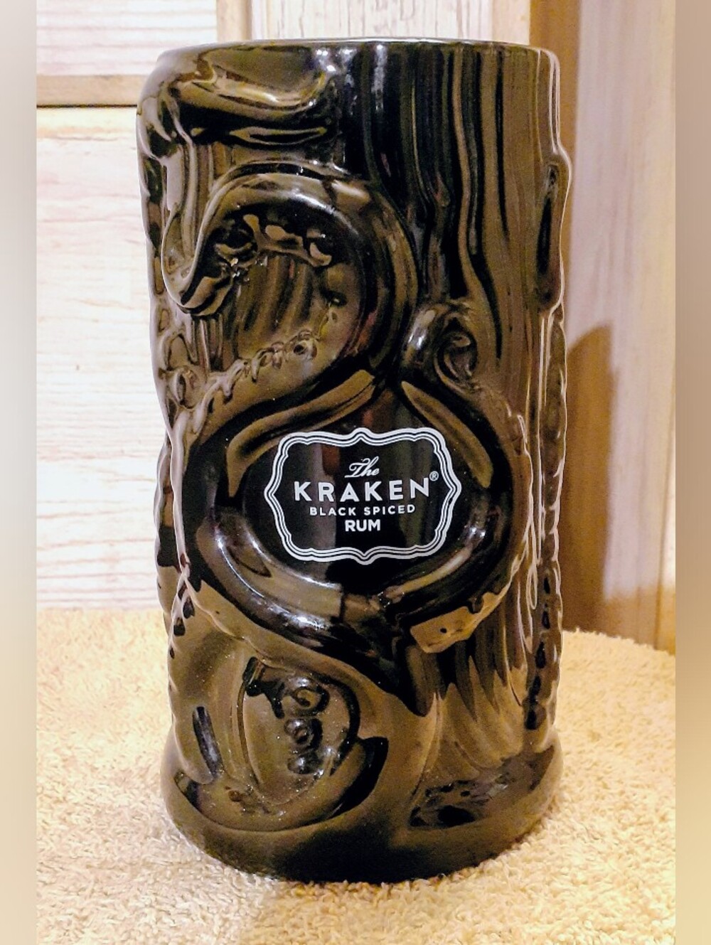 The Kraken Black Spiced Rum Ceramic Octopus Tiki Mug Barware Black